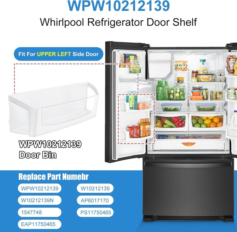 Alvar UPGRADED WPW10212139 Refrigerator Door Shelf Bin Compatible with Whirlpool Maytag Refrigerator Door Shelf Parts W10212139 Whirlpool Fridge Shelves Replacement WRF555SDH GI6FARXX PS11750465 Left Bin - Image 2